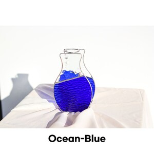 Small Stained Glass Vase / Handmade Vase / Unique Vase Customize Personalize Ocean-Blue