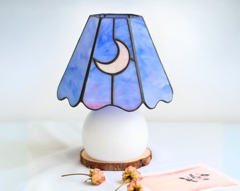 Moon night mushroom stained glass lamp Customize Personalize