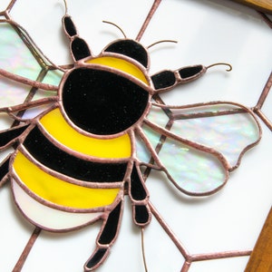 Bumble Bee houten opbergdoos met gebrandschilderd glas Aanpassen en personaliseren afbeelding 5