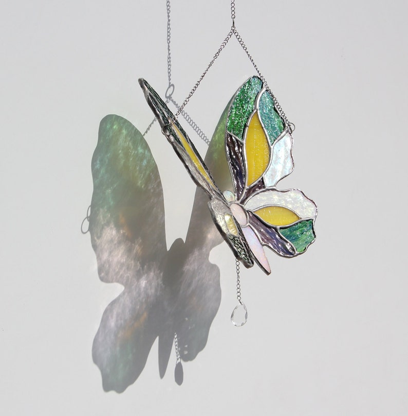 Green Butterfly Stained Glass Ornament image 3