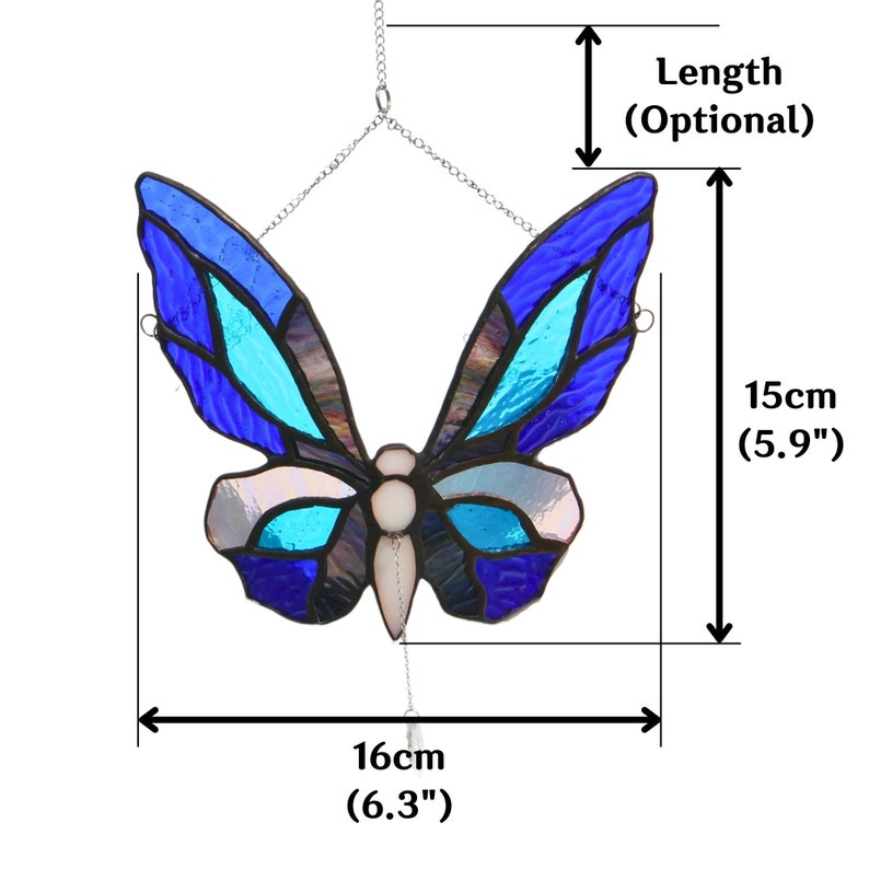 Adorno de vidriera de mariposa Morpho azul Personalizar Personalizar imagen 8