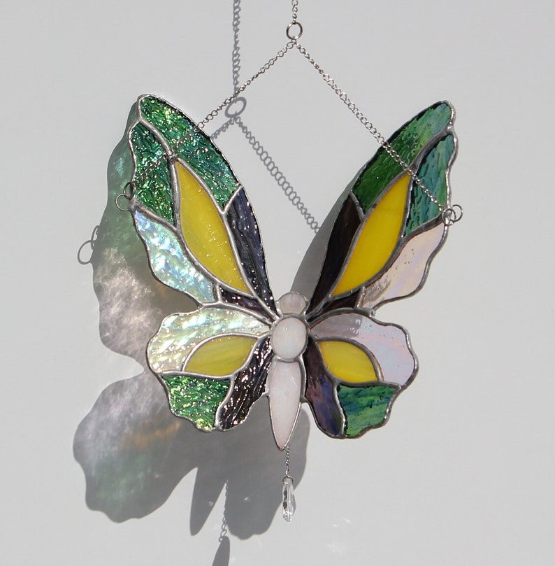 Green Butterfly Stained Glass Ornament image 5