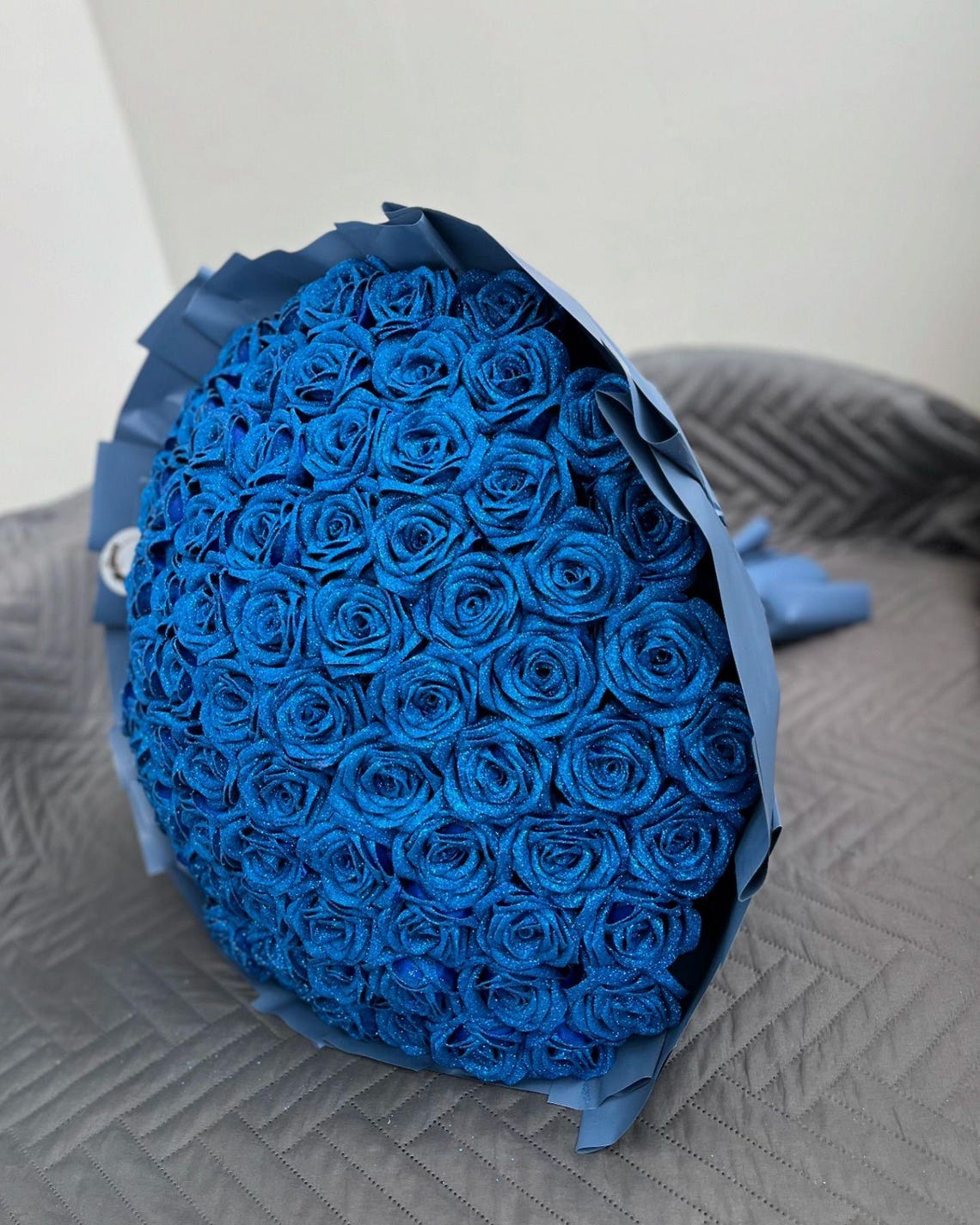 Blue Bouquet Eternal Roses, Sparkly Bouquet, Romantic Bouquet, Birthday ...