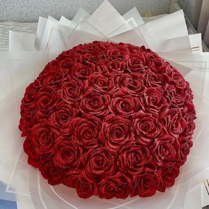 Capullo de purpurina, ramo de rosas eternas, ramo de flores artificiales hecho a mano, flor duradera, ramo de rosas grandes, día de la madre, regalo de graduación