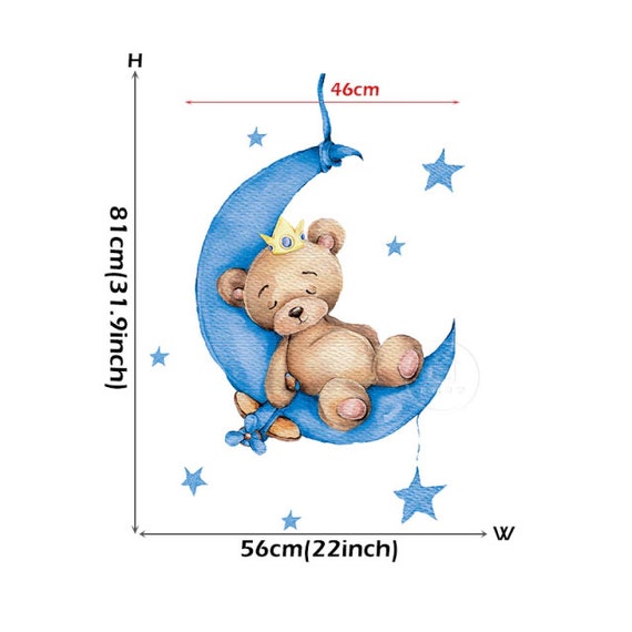 Oso de peluche de dibujos animados durmiendo en la luna y - Etsy México Oso de peluche de dibujos animados durmiendo en la luna y - Etsy México