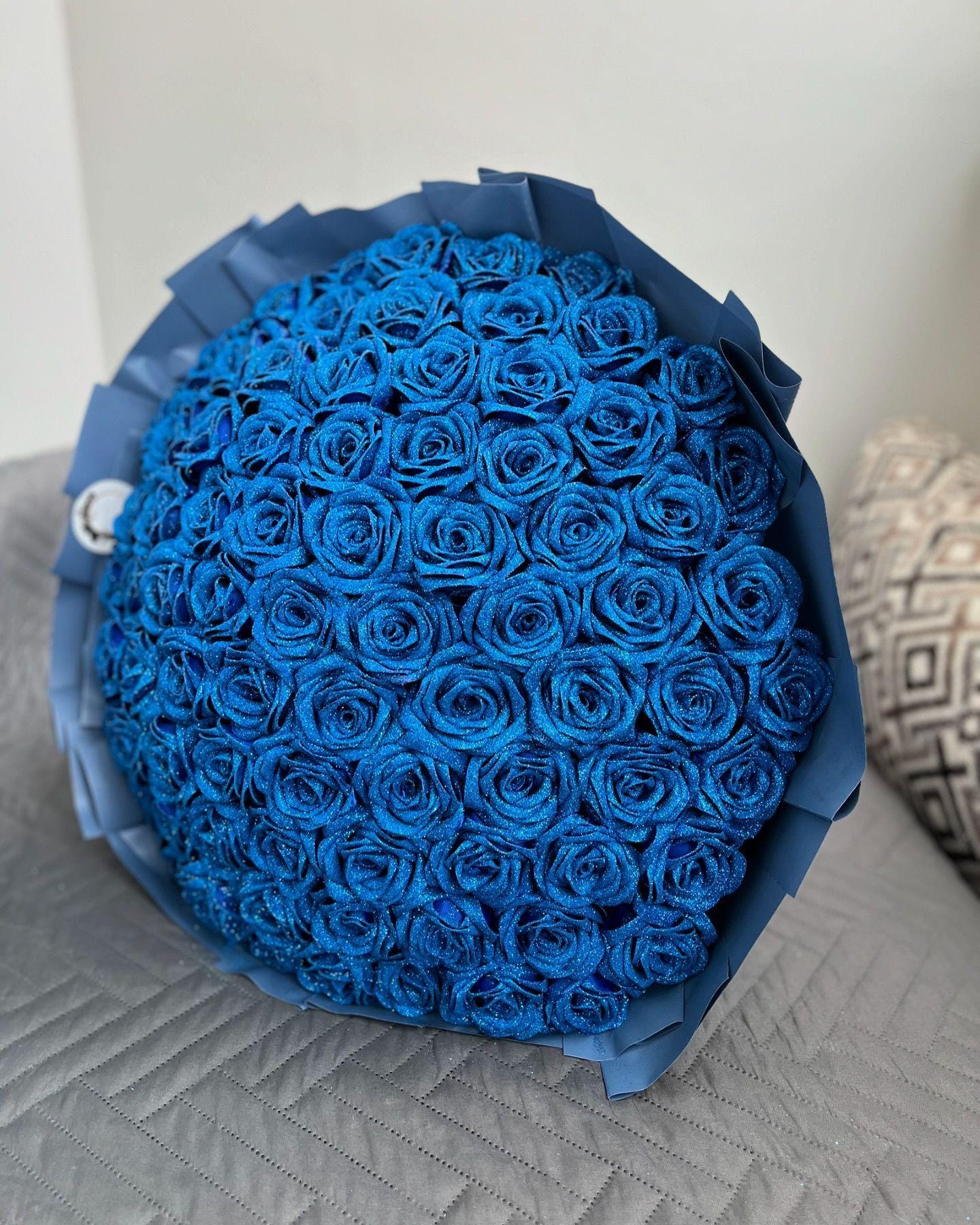 Blue Bouquet Eternal Roses, Sparkly Bouquet, Romantic Bouquet, Birthday ...
