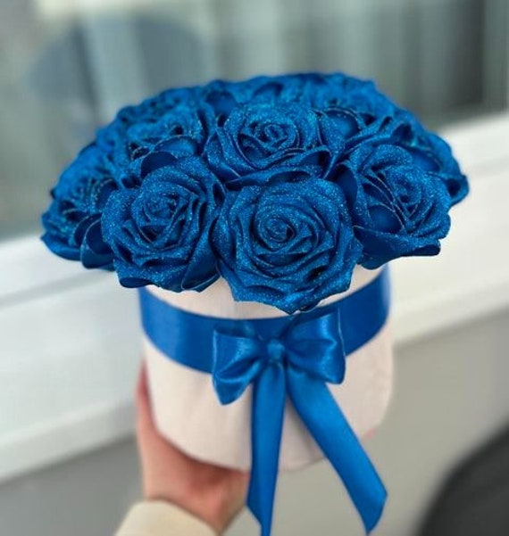 10 rose artificiali di seta blu navy, fiori per bouquet da
