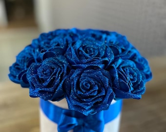 ラメ入りバラ装飾 80個セット（赤・青）造花 デコレーション ハンドメイド フェルトフラワー】赤と青のバラ レッドローズ ブルーローズ / 造花