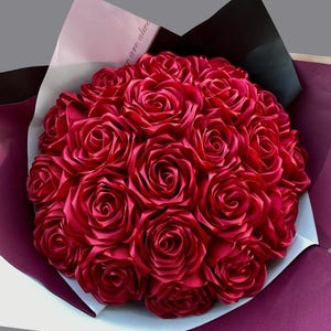 Classic Red Bouquet Eternal Roses, Holiday Gifts Flower Bouquet, Birthday Bouquet, Flower Ribbon Bouquet, Custom Ramo Buchon