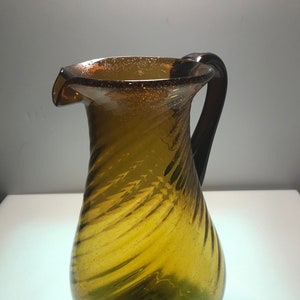 Blown Amber Swirl Sturdy Glass Pitcher