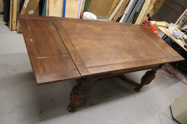 Jacobean Revival Oak Dining Room Table and 6 Chairs Etsy