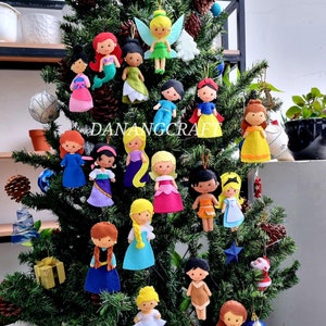 Princess Ornaments, Felt Princess Ornaments, Christmas Ornaments, Princess Doll, Frozen Ornaments