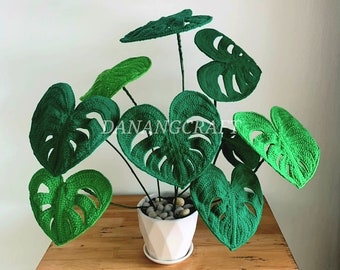 Crochet Monstera, Crochet Plant, Crochet Home Decor, Monstera Leaf, Monstera Pot, Artificial Plant