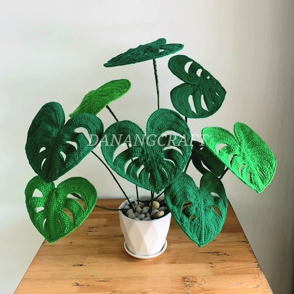 Crochet Monstera, Crochet Plant, Crochet Home Decor, Monstera Leaf, Monstera Pot, Artificial Plant