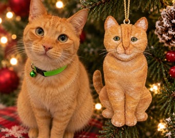 Custom Cat Ornament, Personalized Cat Ornament, Felt Cat Ornament, Cat Christmas Ornament, Cat Christmas Gift, Cat Car Ornament