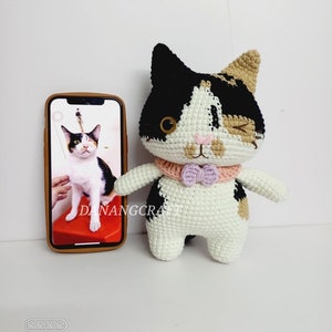 Peluche chat personnalisée, chat en peluche personnalisé, animal en peluche chat, chat au crochet personnalisé, chat personnalisé, portrait de chat personnalisé