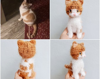 Chat au crochet personnalisé, peluche personnalisée chat, peluche chat personnalisée, peluche personnalisée, cadeau personnalisé pour animal de compagnie, souvenir d'animal de compagnie, animal en peluche