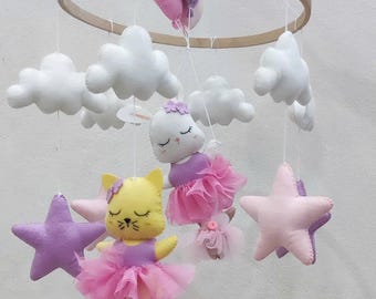 Ballerina Animals Baby Mobile, Ballerina Animals Crib, Ballerina Animals Decor, Ballerina Animals Mobile Nursery, Felt Ballerina Bunny