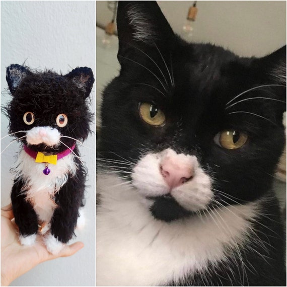 Peluche chat noir personnalisée avec prénom