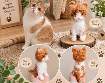 Custom Crochet Cat, Custom Stuffed Cat, Custom Cat Plush, Custom Stuffed Animal, Personalized Pet Gift, Pet Memorial, Pet Stuffed Animal