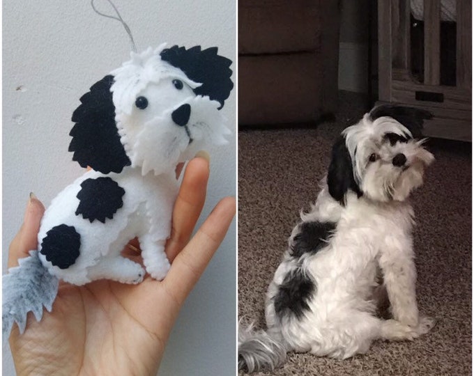 Custom Dog Christmas Ornament // Personalized Handmade Felt Mutt