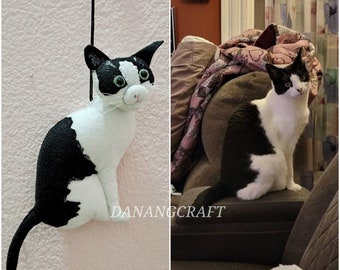 Aangepast kattenornament, gepersonaliseerd kattenornament, vilten kattenornament, kerstornament kat, kerstcadeau kat, autoornament kat