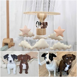 Custom Dog Mobile, Hot Air Balloon Baby Mobile, Personalized Dog Mobile Nursery, Dog Nursery Decor, Puppy Baby Mobile
