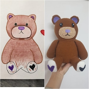 Muñeca de felpa personalizada, dibujo en felpa, comisión de felpa personalizada, felpa de personaje personalizado, muñeca de ganchillo personalizada, animal de peluche personalizado imagen 2