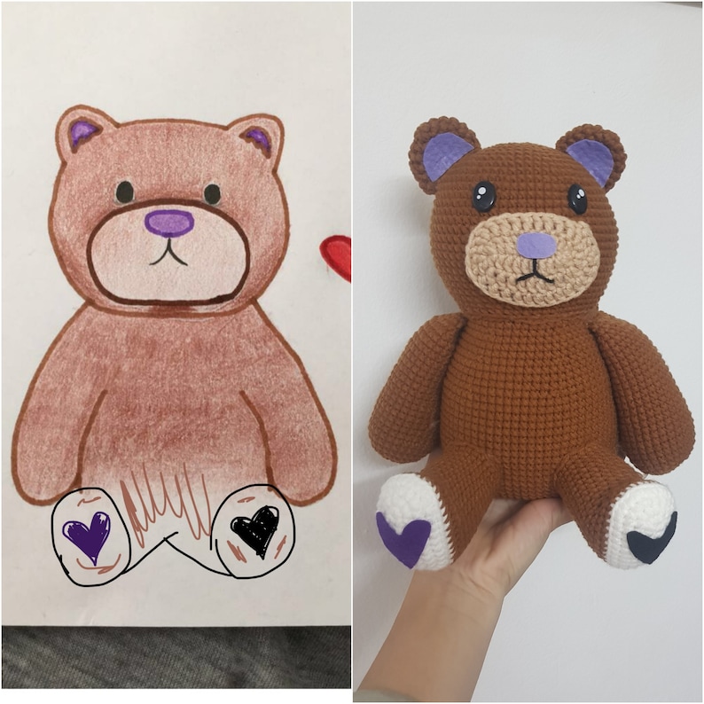 Muñeca de felpa personalizada, dibujo en felpa, comisión de felpa personalizada, felpa de personaje personalizado, muñeca de ganchillo personalizada, animal de peluche personalizado imagen 2