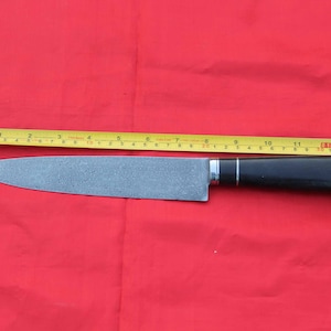 Hand-forged custom made damascus steel barbecue kitchen cutlery knife single edge wood handle haa#10