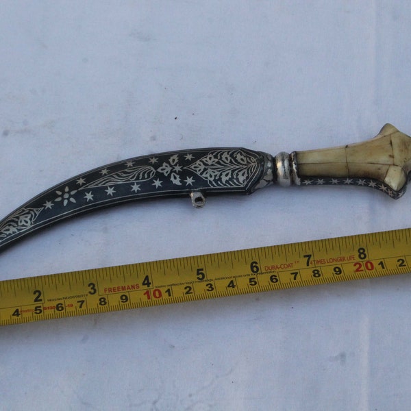 V.very Fine made Mughal silver inlaid wedding dagger khanjar jambiya iron knife chips handle grip Damascus Blade gift articles