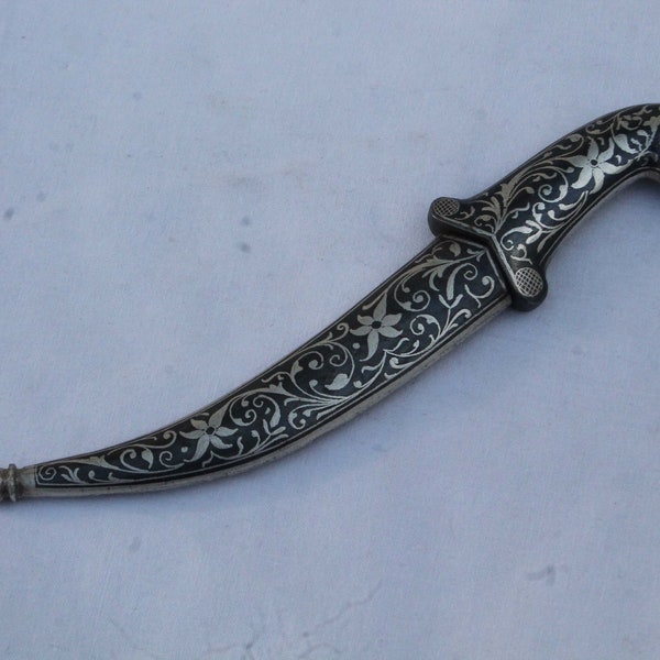 Fine Vintage Maughal  silver inlaid wedding dagger/ child dagger khanjar knife parrot head handle gift articles
