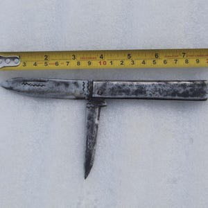 old vintage antique traditional iron  double blade folding knife/ pocket knife engraved handle