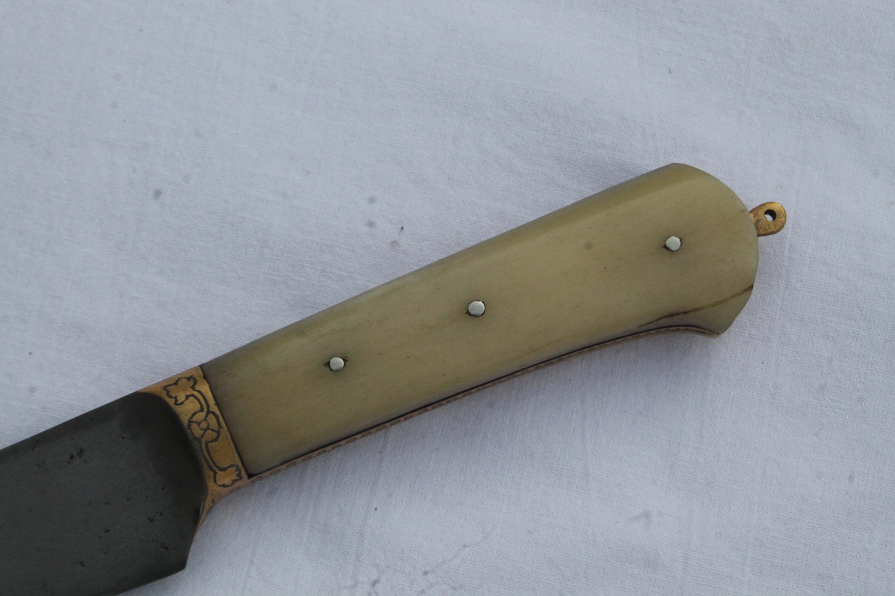 Old Vintage Mughal Islamic Gold Damascened Kard Dagger Curve Wootz ...