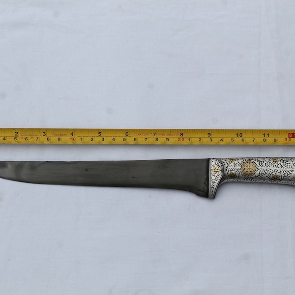 vintage  Mughal islamic Indo-Persian gold & silver damascened peshkabz dagger khanjar knife nojambiya knife