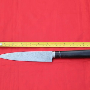 Hand-forged custom made damascus steel barbecue kitchen cutlery knife single edge wood handle haa#11