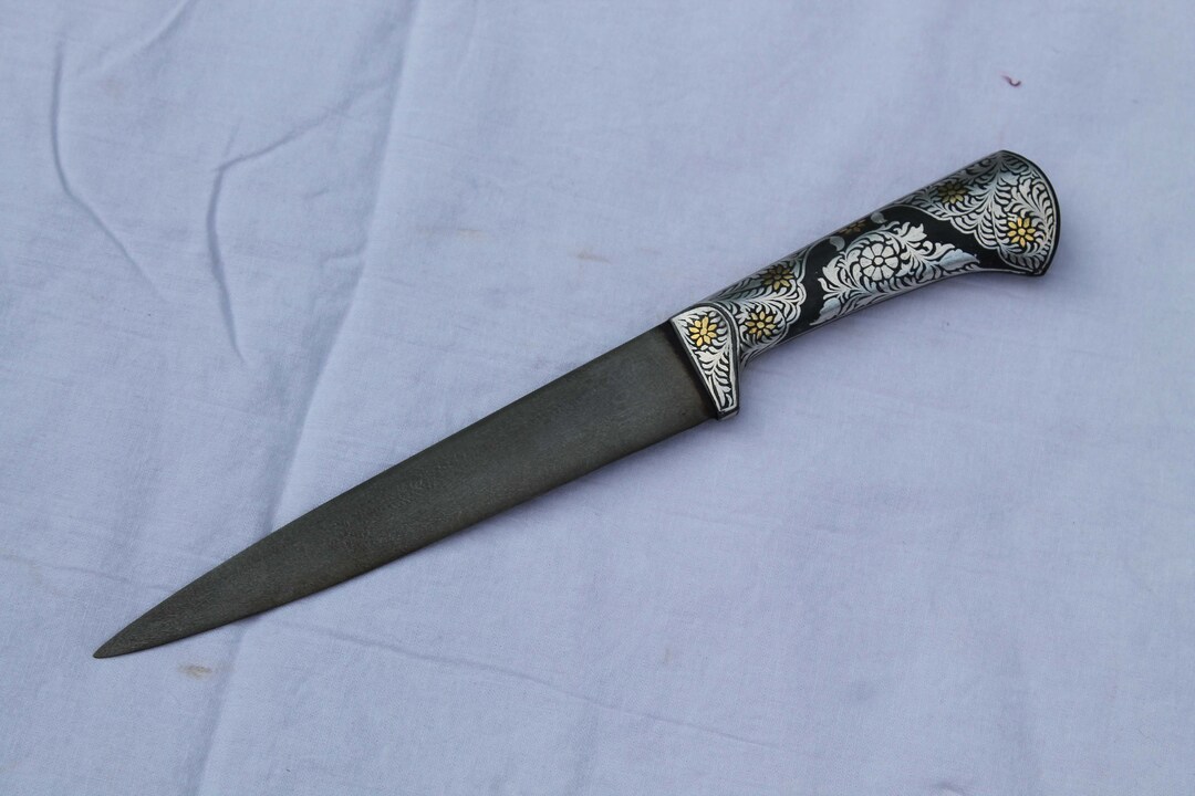 Vintage Old Mughal Islamic Indo-persian Gold & Silver Damascened Kard ...