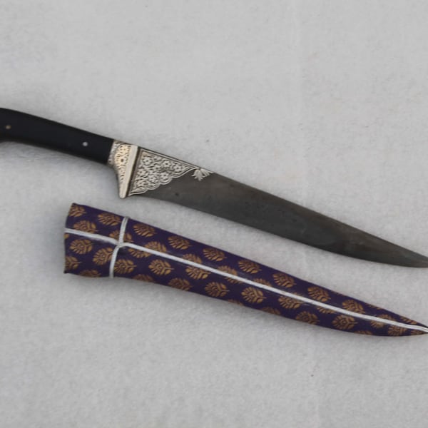 old vintage Indo-Persian Mughal Islamic rajput silver inlaid pesh-kabz/khanjar dagger knife old steel blade no khyber knife