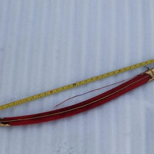 Old vintage rajput Sikh traditional gold damascened  tulwar scabbard cape & locket  red velvet sheath