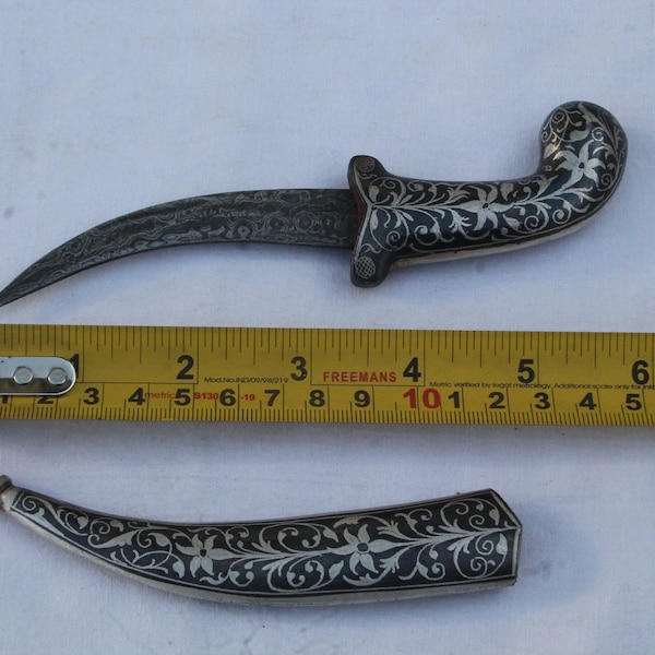 V.very fine Maughal  silver inlaid wedding dagger/ child dagger khanjar knife parrot head handle gift articles