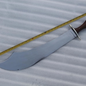 Handmade custom hand forged scimitar sword high carbon wide blade wood handle german silver guard