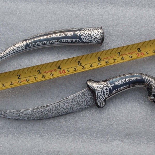 old Vintage Maughal  Islamic silver inlaid wedding dagger khanjar knife lion head handle gift articles purpose