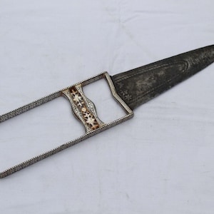old vintage indo-Persian mughal rajput silver damascened old steel katar/tiger knife no jambiya axe