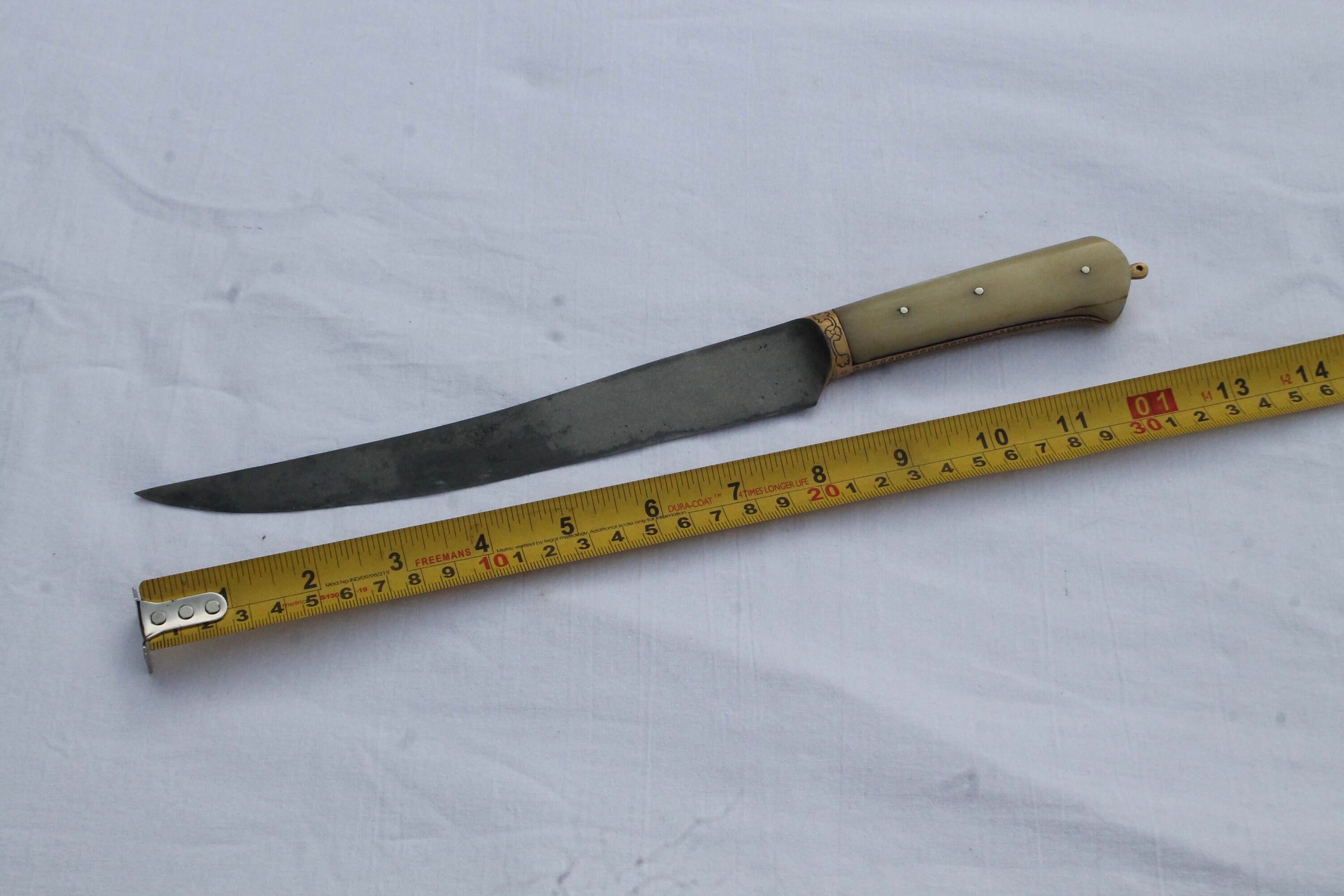 Old Vintage Mughal Islamic Gold Damascened Kard Dagger Curve Wootz ...