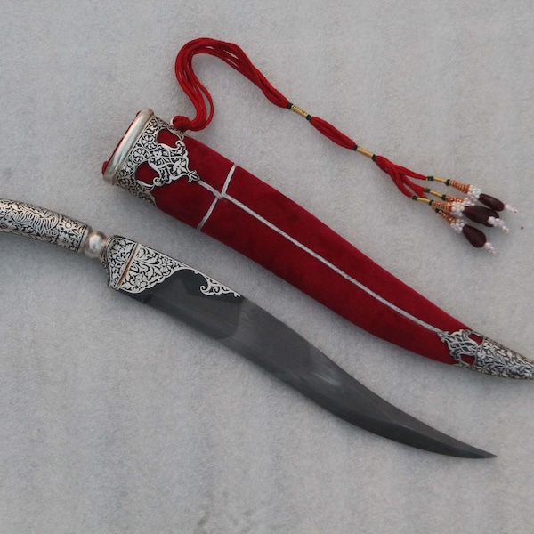 Indo-Persian Mughal Islamic rajput  silver damascened pesh-kabz/ khanjar / kard dagger knife no afghan Khyber knife