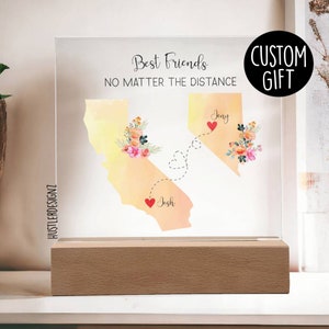 Personalisierte Bester Freund Plakette - Fernfreundschaft Geschenke - Benutzerdefinierte Zustandskarte oder Länder Druck - Freund zieht ab Abschiedsgeschenke