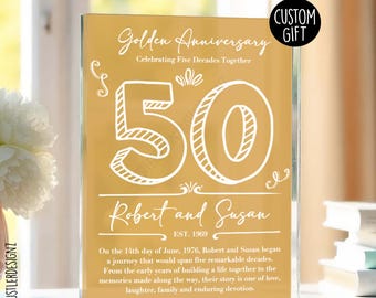 Personalized 50th Wedding Anniversary Keepsake: Custom Acrylic Plaque