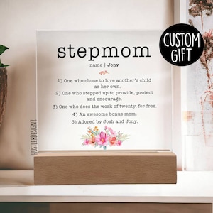 Step Mom Gift Ideas for Bonus Mom Second Mom Mother in Law Gifts from Step  Daughter Stepdaughter Stepson Gift, Clear Acrylic Heart Keepsake Stand