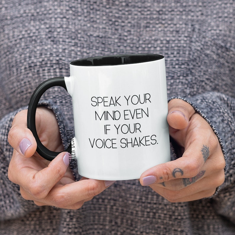 speak your mind even if your voice shakes coffee mug. Ruth bader ginsburg quote