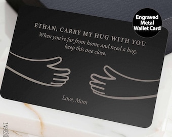 Personalized Engraved Metal Wallet Card For Him:  Pocket Hug Keepsake
